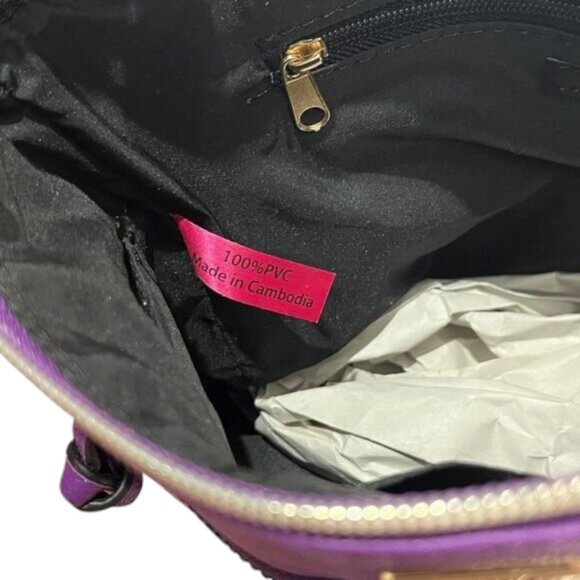 Trina Turk Purple Floral Print Crossbody Bag Gold-tone Hardware NWT - Picture 10 of 11